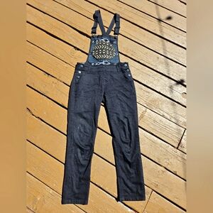 Black Wallflower Overalls with CUSTOM detailing by Ridge Works! Size Medium.
